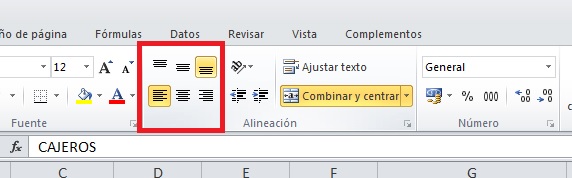 Excel. Alineación contenido celdas - Informática cotidiana